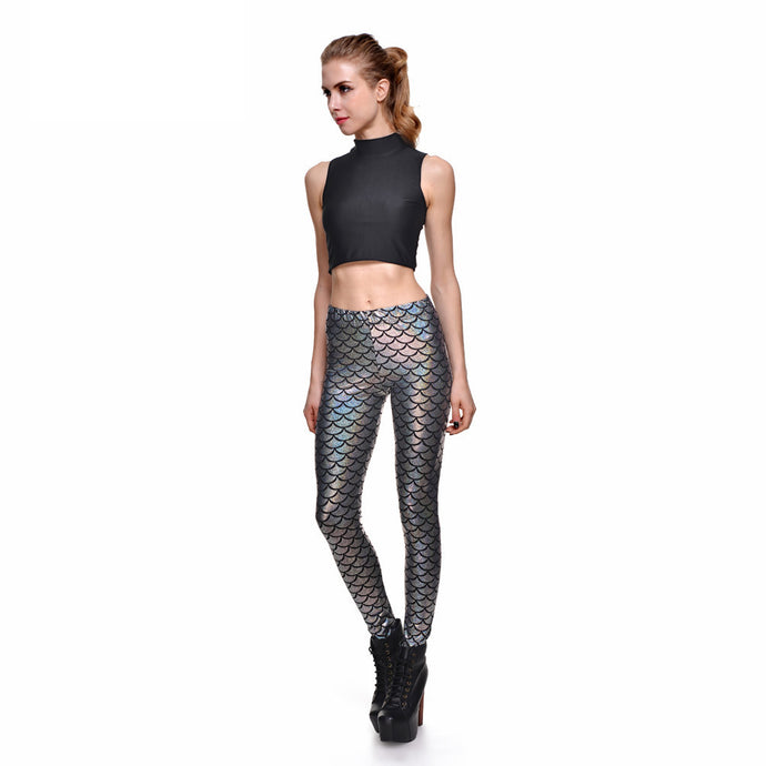 Mermaid Leggings (Tech Silver)  If you feel like you're actually, seriously supposed to be a mermaid... you might want to talk to someone about that. In the meantime, put these super comfortable mermaid leggings and start living the dream as a new mermaid.